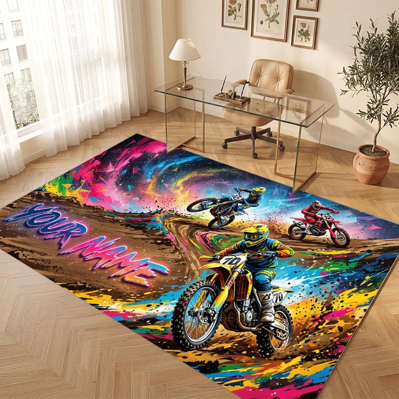 Fantasy Magic Theme Soft Crystal Velvet Rug Custom Name & Text Print Non Slip Floor Rug for Bedroom Living Room