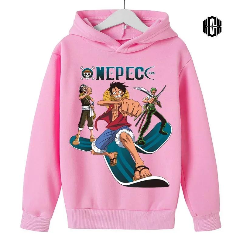Japanese Anime Cartoon Graphic Sweatshirt for Children One Piece Roronoa Zoro Funny Luffy Ullzang