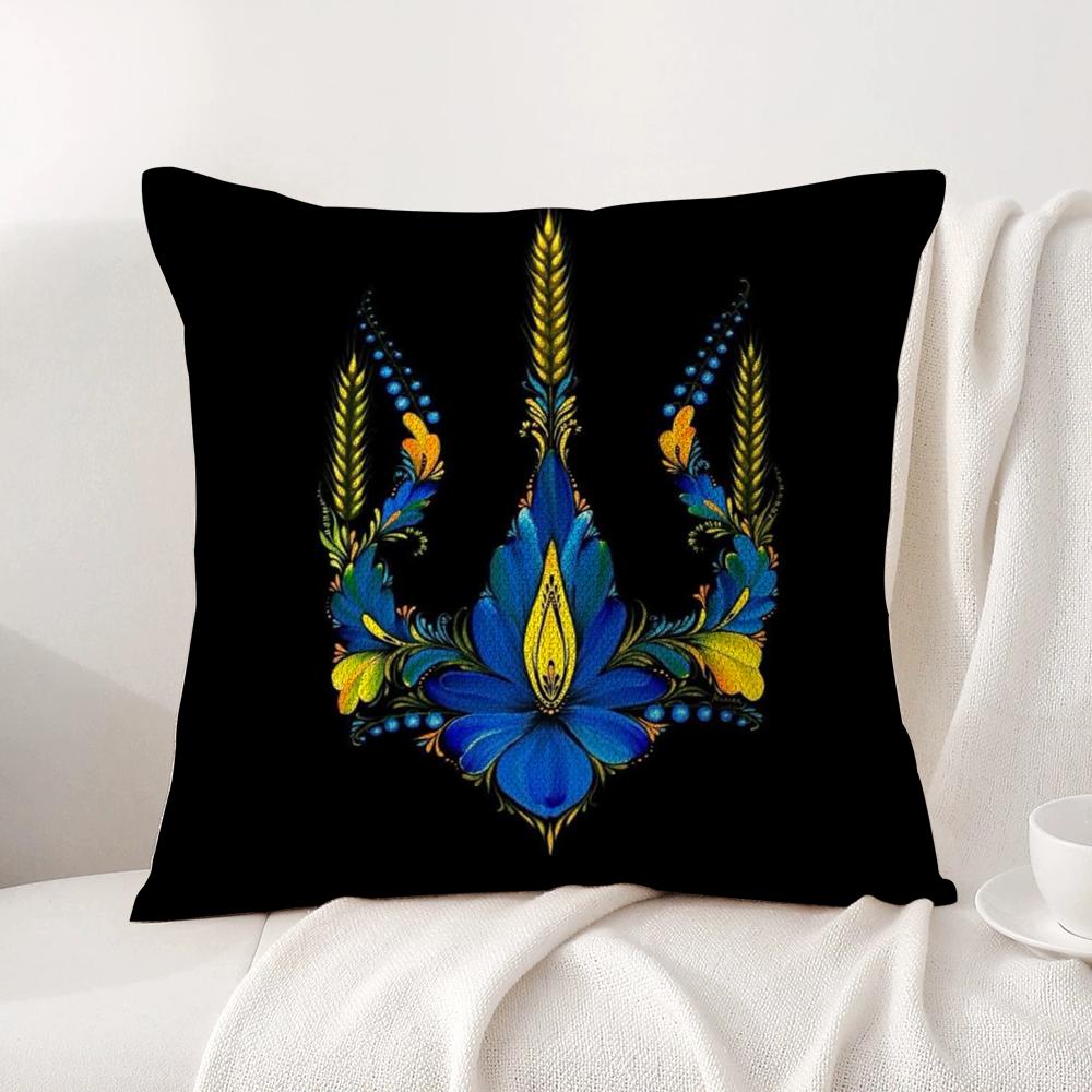 Ukraine Flag Aesthetic Cushion Cover Natural Linen Organic Fabric DoubleSided Printing Sofa Home Decor Breathable Bed Pillow