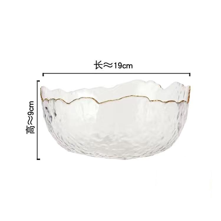 Салатница в скандинавском стиле, прозрачная посуда, раскрашенное золотом стекло, салатница, миска для фруктов, практичная кухонная утварь