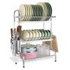 RiniroLis Drainer 3 Tier Dish Drainer из нержавеющей стали Drainer для посуды Кухонное хранилище Большой нож Разделочная доска Держатель палочек для еды Легко для японской кухни
