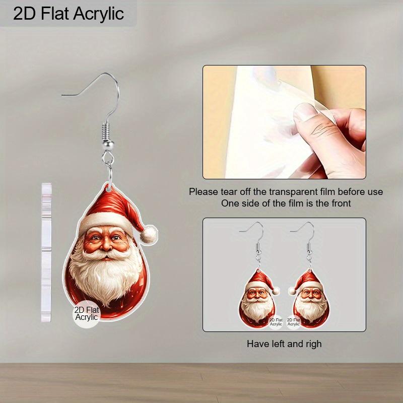 2D Flat Chic Santa Claus Acrylic Earrings for Women Christmas Earrings Holiday Celebration Ears Jewelry Christmas Gifts