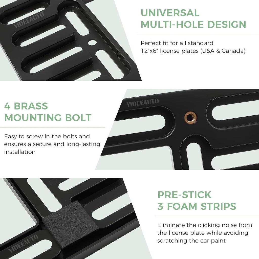 Front License Plate Mount - No Drill Licence Plate Bracket Holder, Universal Bumper Car Tag Frame Mounting Kit for Most Cars, Trucks & SUVs