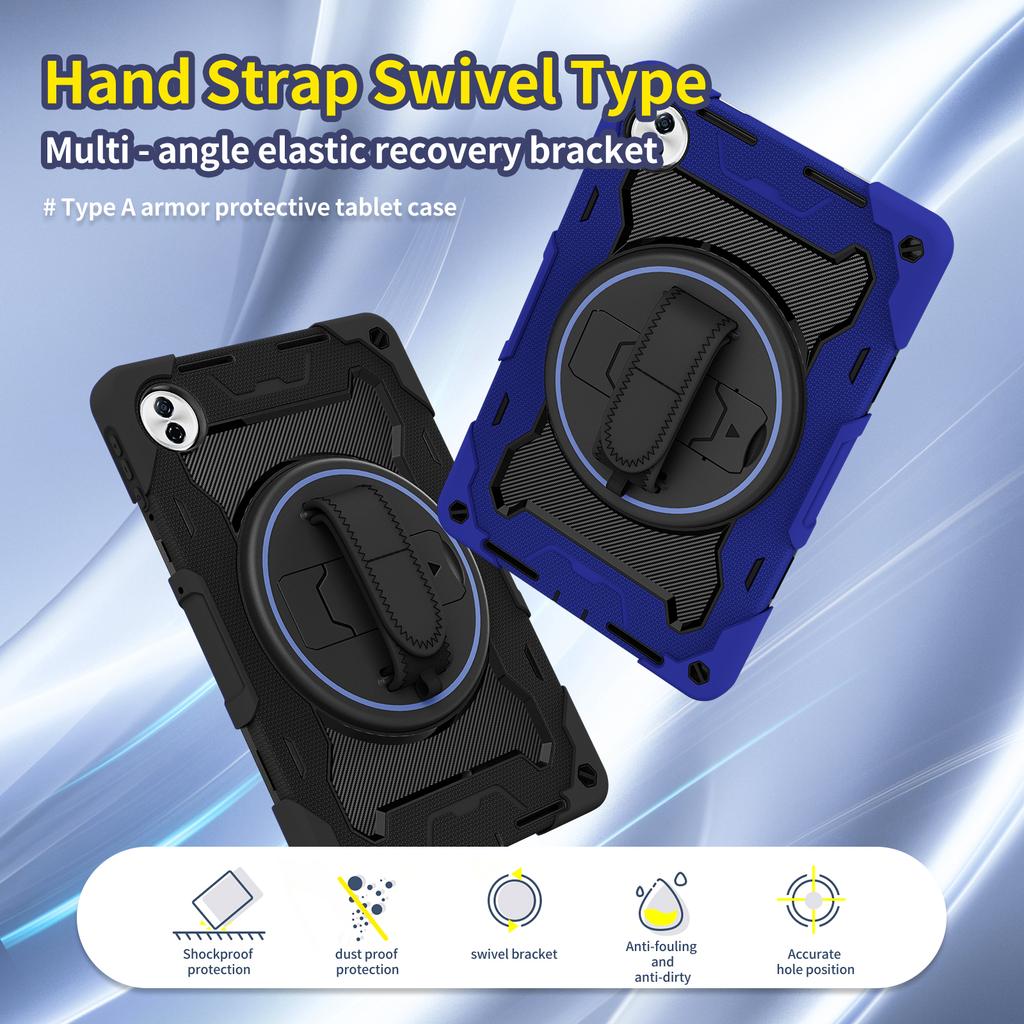 Heavy Duty Rugged Case for Huawei Honor Pad 10 (Tablet 10) 2025 12.1 Inch HEY3-W00 360 Rotating Kickstand Cover with Hand Strap