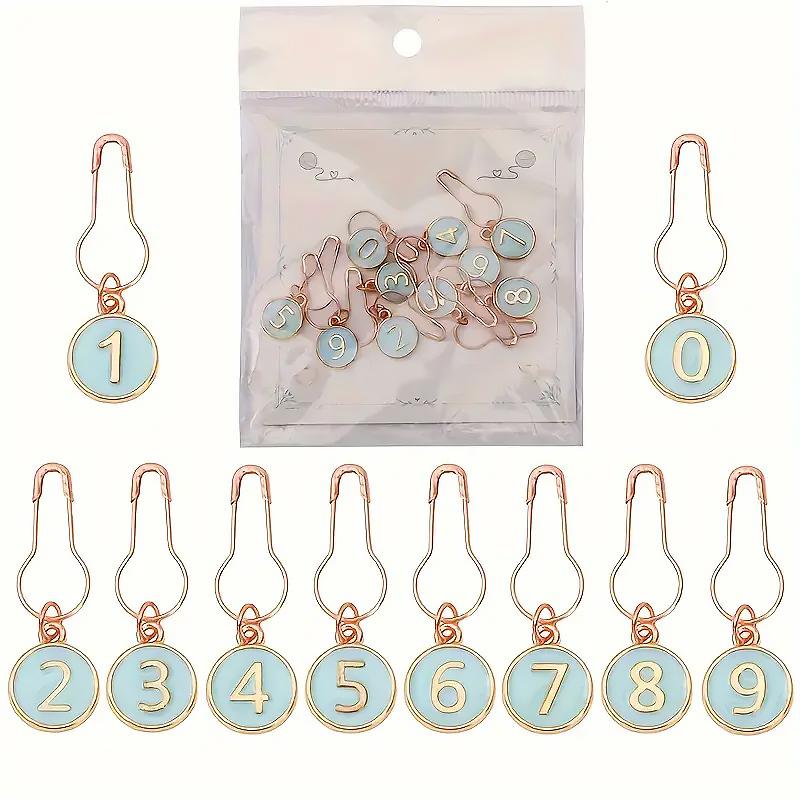 10-Pack Metal Sewing Supplies Organizer Enamel Numbered Embroidery Markers Crocheting Crochet and Knitting Tags Sewing Storage
