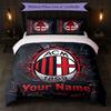 AC Milan Custom Name Text Bedding Set 1 Duvet Cover+2 Pillowcases Soccer Logo Personalized Gift For Special Occasion Bedroom Decor