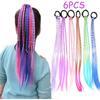 6Pcs Multi-Strand Design Rainbow Long Straight Braid Hair Synthetic Hair Extensions  Cosplay