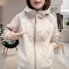 Women's Puffer Jacket Lightweight Zip Up Long Sleeve Hooded Jacket Patchwork Quilted Down Coat Winter Warm Outerwear