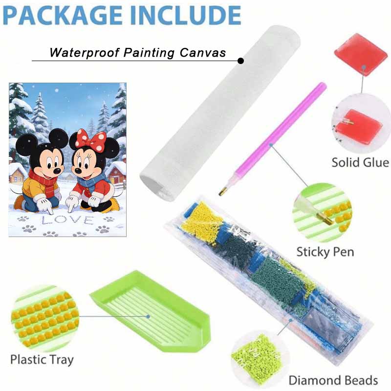 Disney Diamond Art Painting Kit 5D Diamond Mickey Minnie Love Painting Dot Art Gemstone Crystal Paint Diamond Home Wall Decor