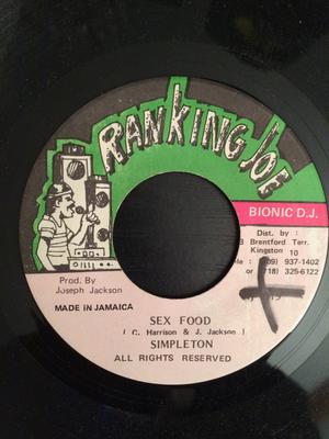 7-дюймовая пластинка SIMPLETON - Sex Food RJ019 Ranking Joe Mus 1996 Ямайка Регги, Ска и Даб Б/У