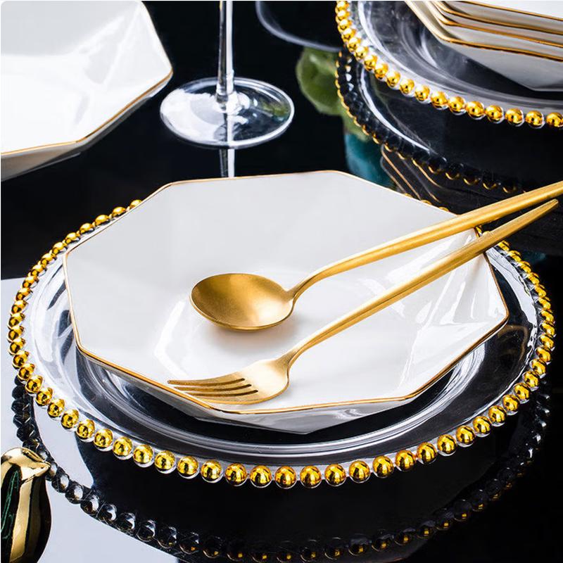 SIFAR Креативная керамическая обеденная тарелка с золотым ободком