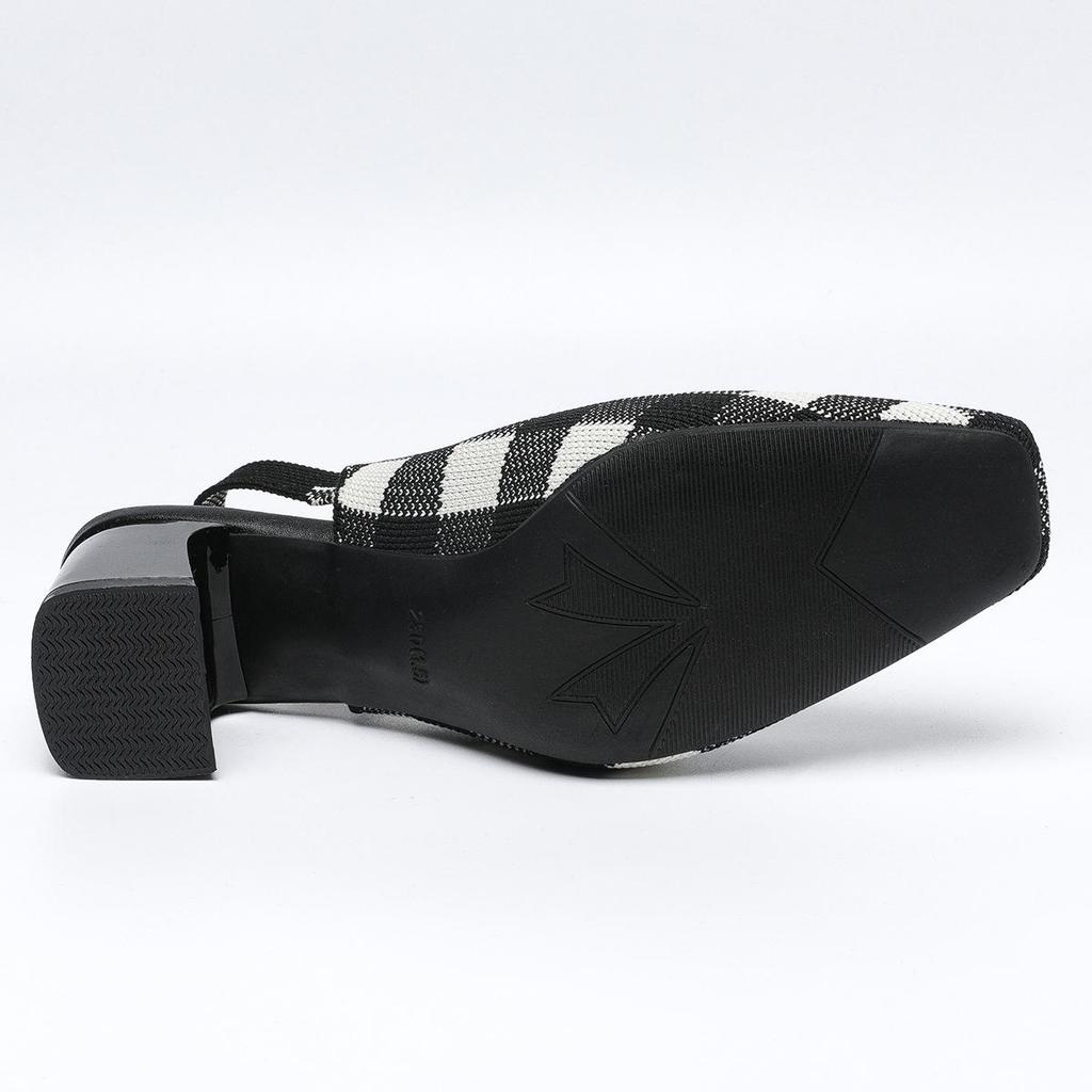 Женские босоножки Flyknit большого размера на толстом каблуке с квадратным носком, летние повседневные босоножки с грубым каблуком, вязаные в сетку, размеры 34-43