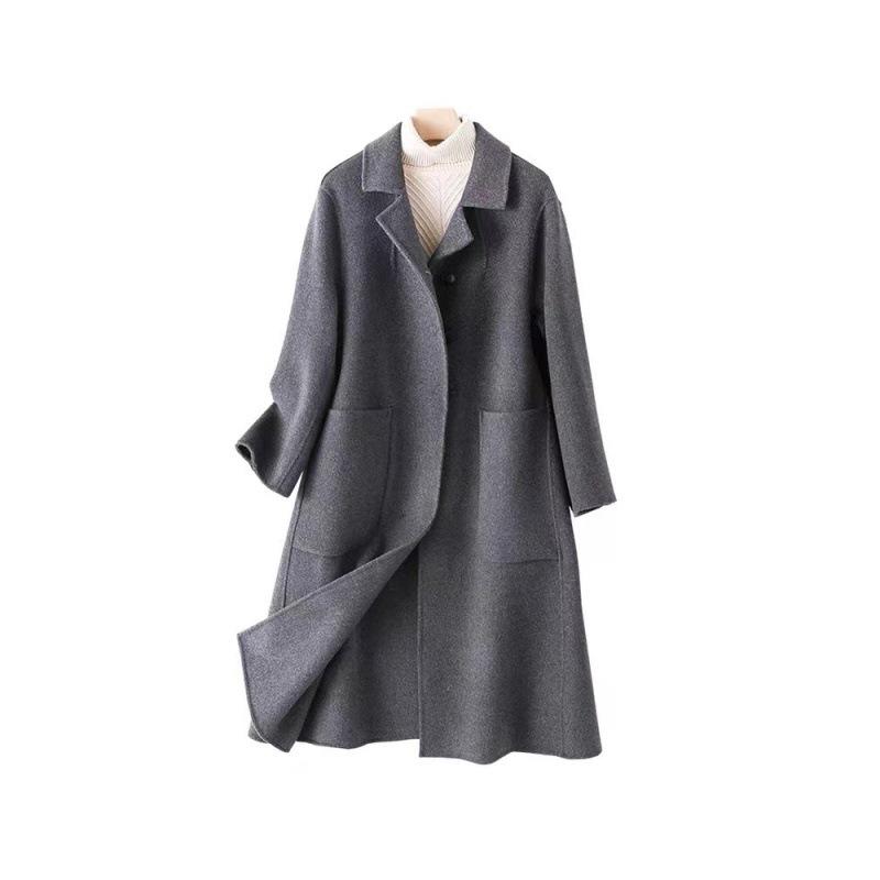 Women's Woolen Coat 2023 - Autumn/Winter Collection, Large/Small Sizes, Loose Fit, Mid-Length, Slim Style