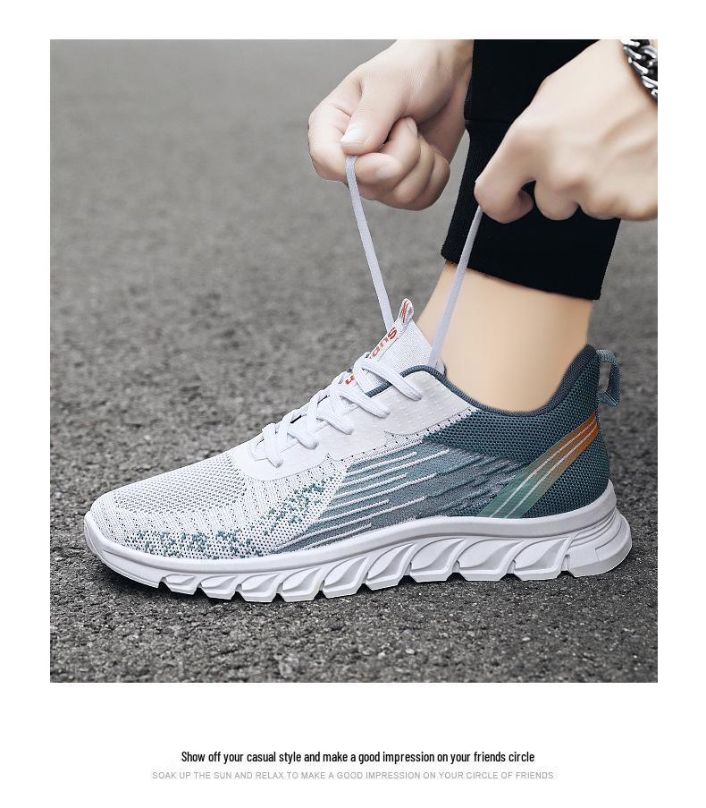 Мужские дышащие беговые кроссовки Flyknit с мягкой подошвой, Большой размер - Повседневная весенняя обувь