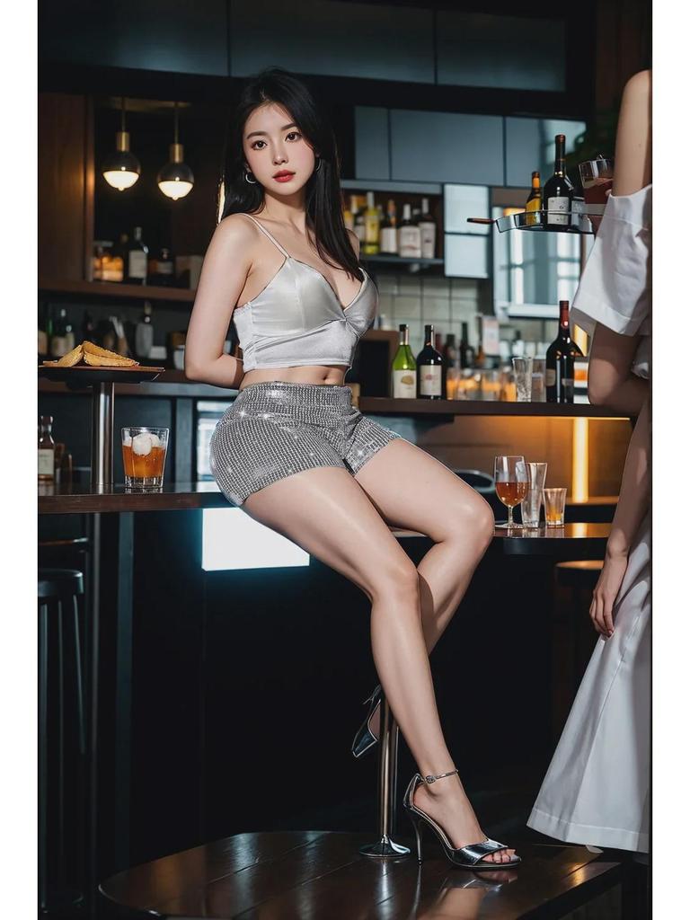 Новые женские шорты с высокой талией, расшитые пайетками — европейский и американский стиль с высокой эластичностью для стильного повседневного образа и выступлений в баре