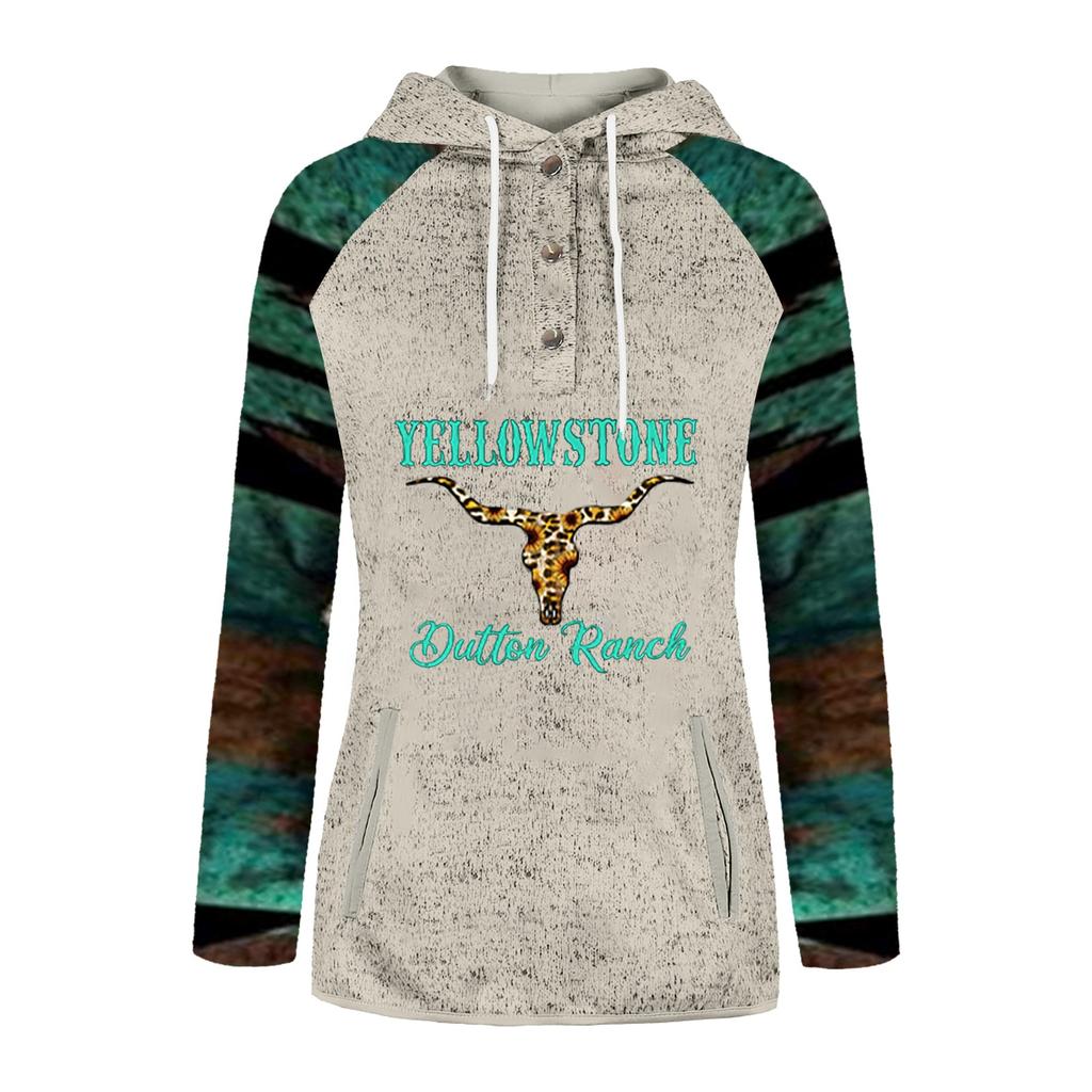 Women's Printed Round Neck Long Sleeve Pullover Casual Sweatshirt