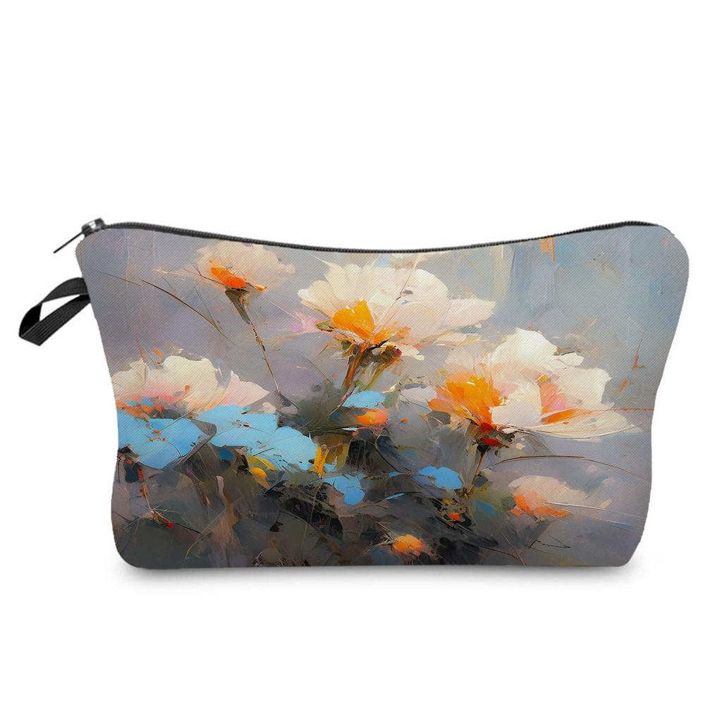 Women Oil painting of flowers Print Cosmetic Bag Toiletries Organize Travel Storage Case 6386