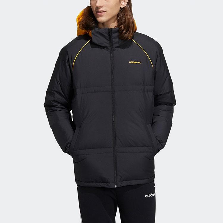 adidas Neo M Cb Пуховик с логотипом Контрастные цвета С капюшоном Согрейся в пуховой куртке Черный Мужской HF0504