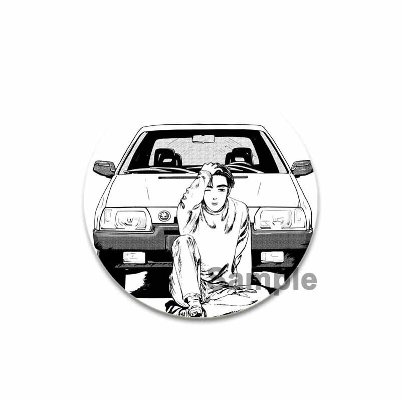 32/44/58MM Initial D Anime Enamel Pins for Clothes Bag Decor Round Cartoon Brooches On Backpack Racing Badge Jewelry Gift Accessory