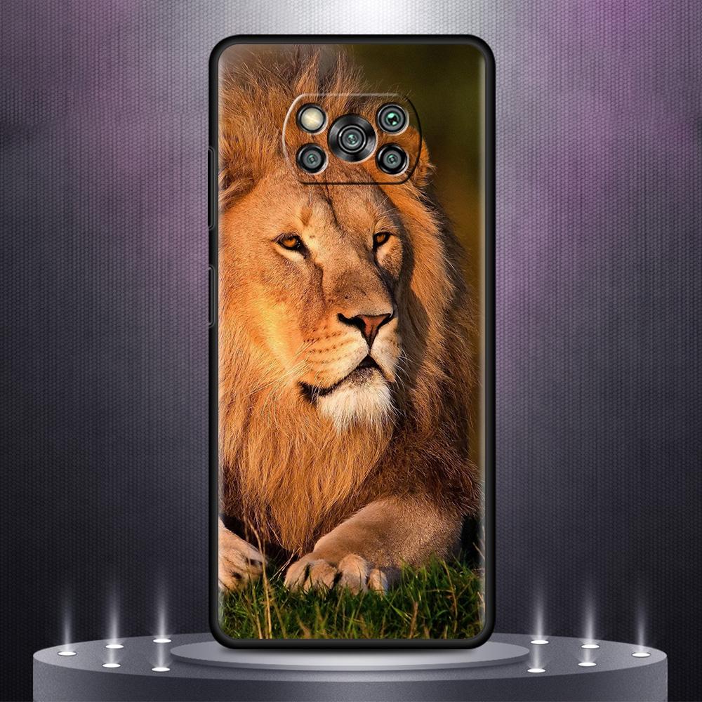 Чехол для телефона Xiaomi Mi Poco X3 NFC 10T Pro 11T 11 Lite Note 10 M3 9T F3 CC9, черный мягкий чехол A2 F1 в виде ракушки, большая кошка, животное, лев