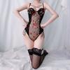 Sexy women's mesh embroidery perspective onesie pure desire erotic underwear passion sleeping suit