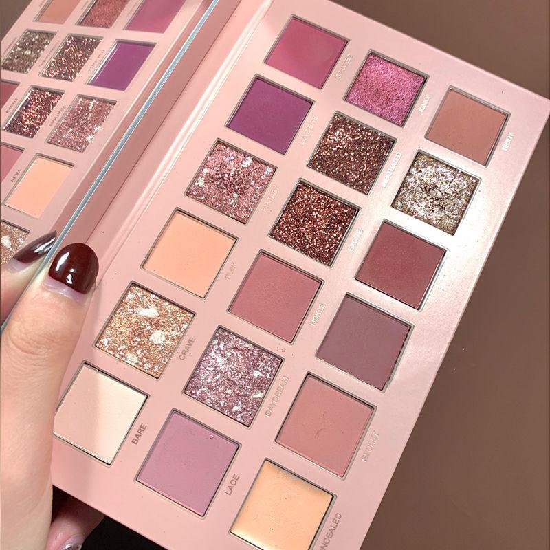 18 Color Eyeshadow Tray Waterproof Matte Pearlescent Sequin Sleeper Silkworm Contouring Eyeshadow Tray Lasting Setting Makeup Student Woman Makeup