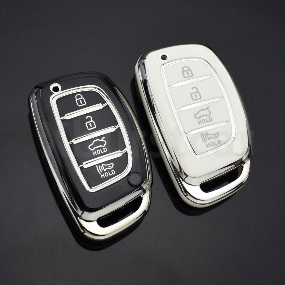 Чехол-брелок из ТПУ с 4 кнопками для Hyundai Tucson Santa Fe Rena Sonata Elantra Creta Ix35 Ix45 I10 I30 I40 Автомобильный корпус Брелок