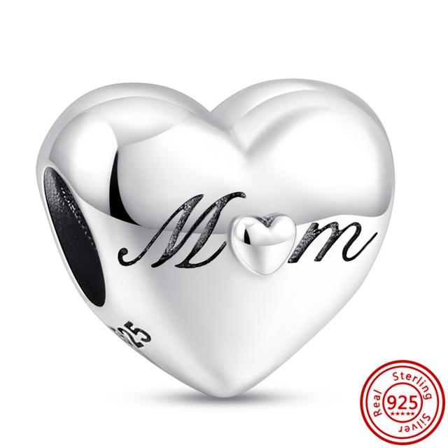 100% стерлингового серебра 925 пробы, подвеска для мамы, бусины в форме сердца навсегда, подходят оригинальные модные подвески, браслет, ювелирные изделия своими руками, подарок на день матери