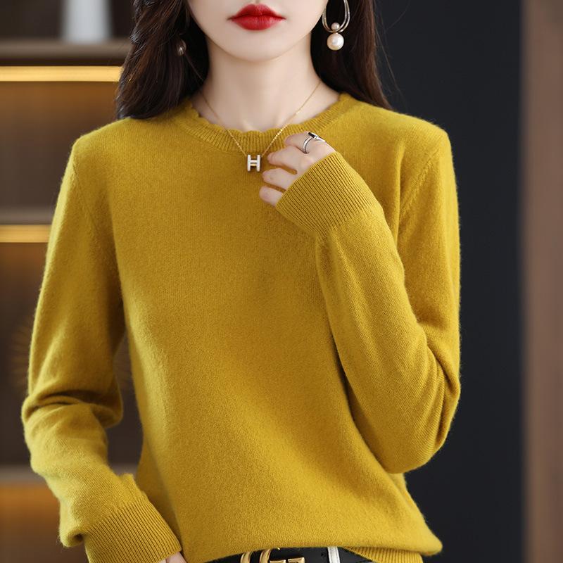 INDFS Женская мода Повседневный Осень Зима Однотонный Принт Длинный Рукав О-Образным Вырезом Свитера