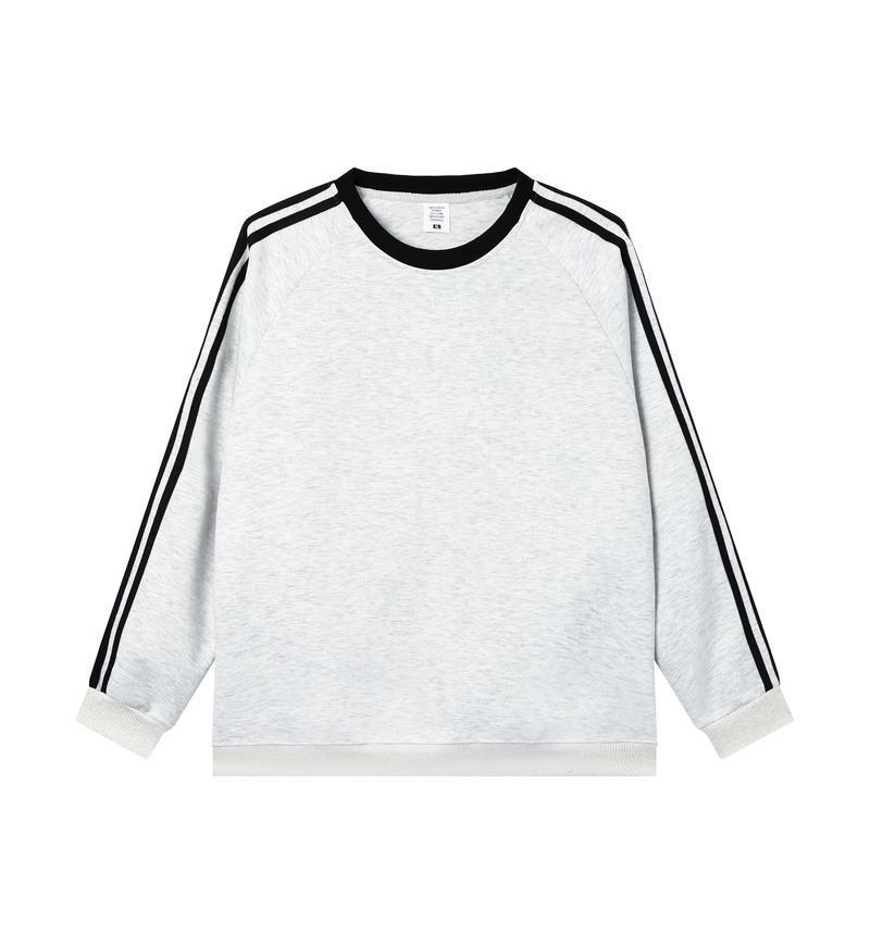 Полосатый свитер в стиле американского ретро-колледжа: Свободный крой, круглый вырез, длинный рукав, толстовка