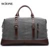 Canvas Leather Travel Carry On Luggage Duffel Travel Tote Large Weekend Overnight Male Bag