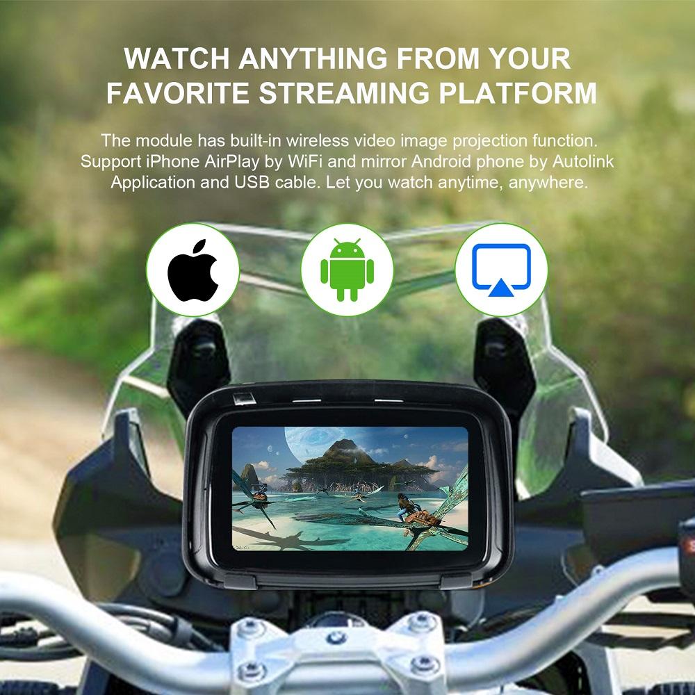 5 Inch Motorcycle Wireless Apple Carplay Android Auto Portable Navigation GPS Screen IPX7 Motorcycle Waterproof Display