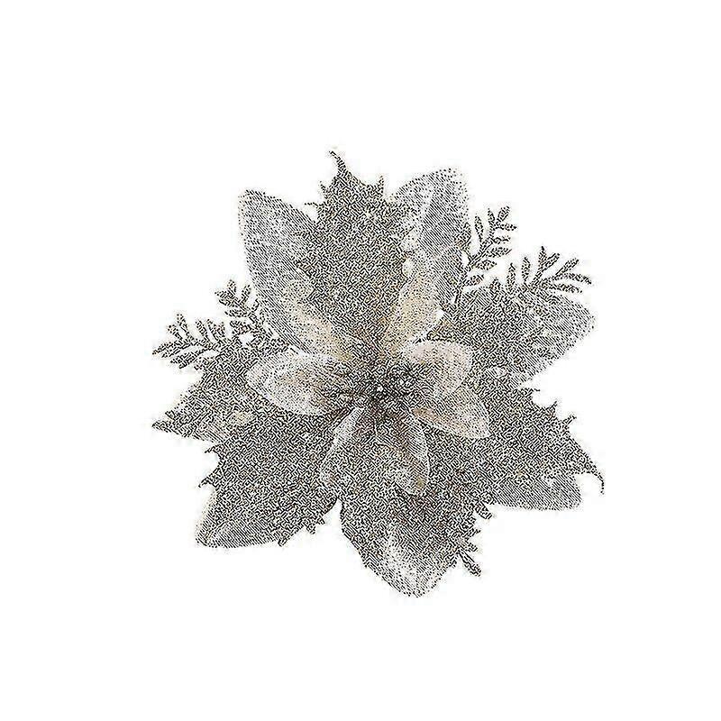 10/20pcs Christmas Flower Poinsettia Artificial Flower With Clip Christmas And Year Party Floral Decoration hwyC