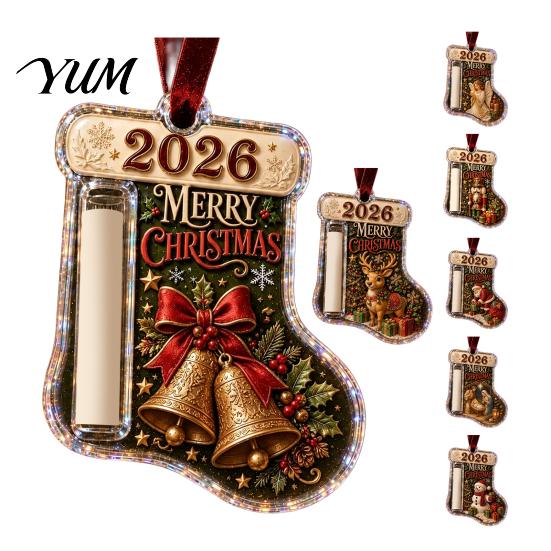 Clear Acrylic Stocking Ornament Shaped Christmas Cash Gift Ornament, Money Holder Hanging Fun Holiday for Colleagues Decor, Xmas Tree Tree,