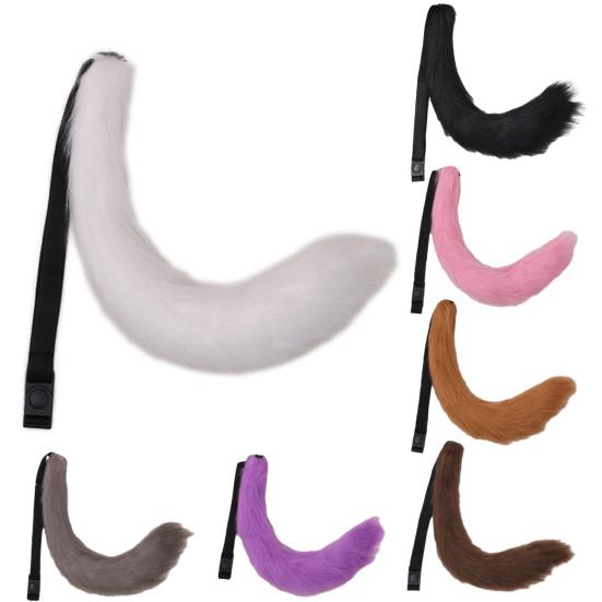 Косплей Поддельный лисий хвост Мягкий нечеткий плюш сплошной цвет Регулируемая окружность талии Резинка для выступлений Клубные танцевальные костюмы Опора Искусственный