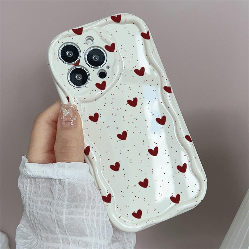 3D Чехол Волна Для Xiaomi Note 15 14 13 12 Pro Plus Redmi 15 15C 4G 14C 13C A5 5G Черный Красный В горошек Сердце Чехол Силиконовый