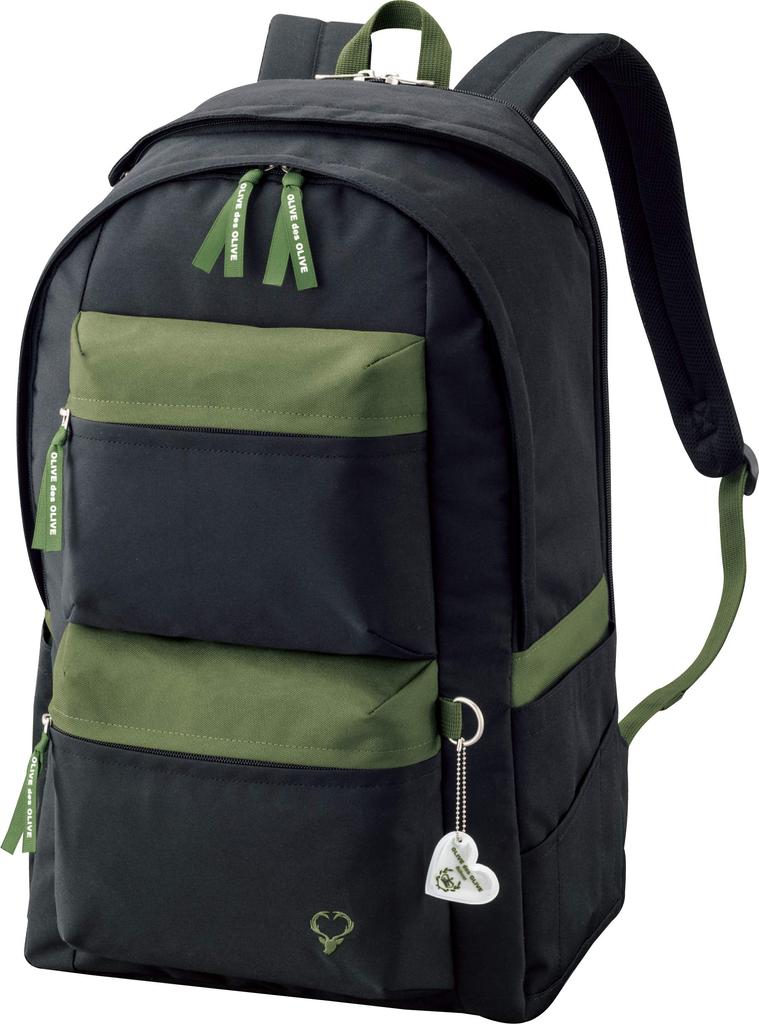 Des OLIVE Des OLIVE Collaboration with Ririka Tanabe Daypack with Lots of Pockets 30L for School Girls Black X Green [OLIVE School] [OLIVE School]