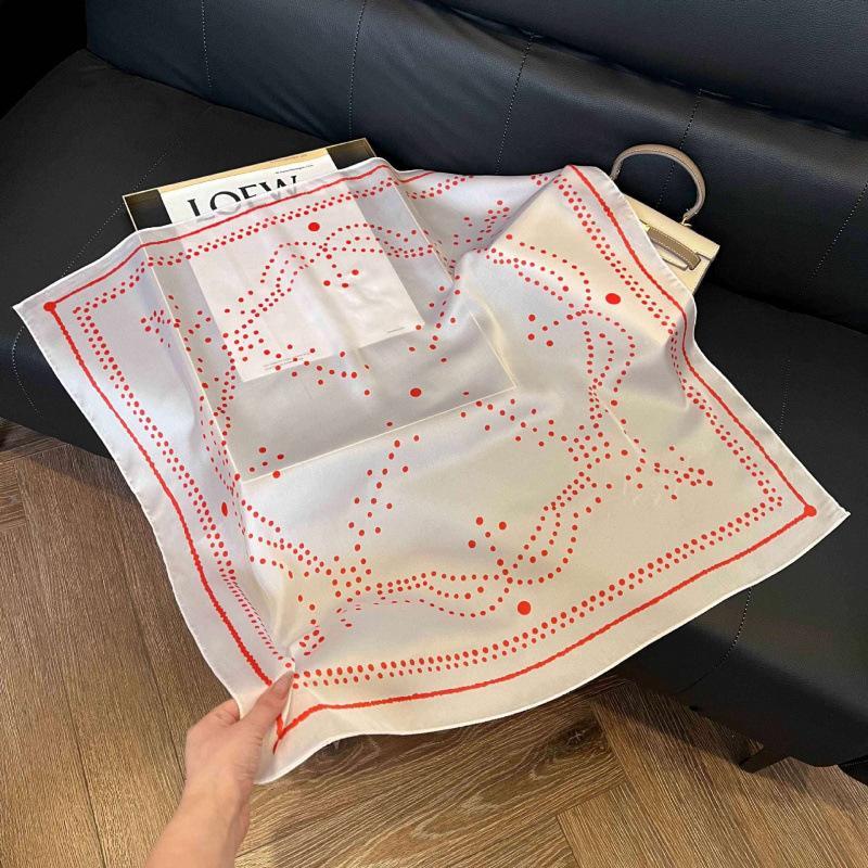 New Korean version of versatile printed decorative silk scarf, Chinese style temperament, elegant streamer, hair tie, bag, small scarf