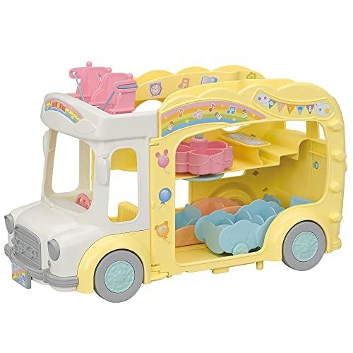 EPOCH Sylvanian Families Nursery School Vehicle Set: Let's Play! Everyone's Nursery School Bus (S-70) - ST Mark Certified, Ages 3+, Toy, Dollhouse