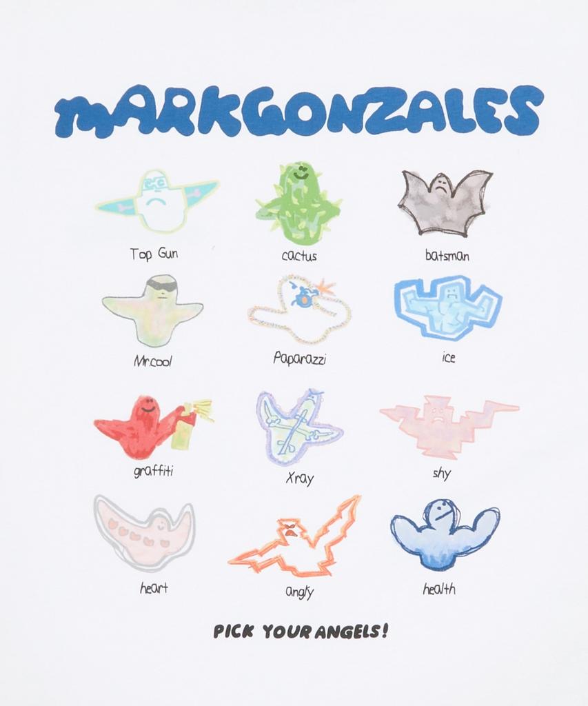 Mark Gonzales Футболка с коротким рукавом с персонажами-ангелами - Белая