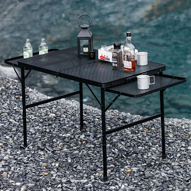 ПРЕДЛАГАЕМ складной сетчатый стол для улицы, 2 уровня высоты, 135,5×60×42~66 см, двойной боковой стол с боковыми карманами, в комплекте с сумкой для хранения, сетчатый стол из алюминия