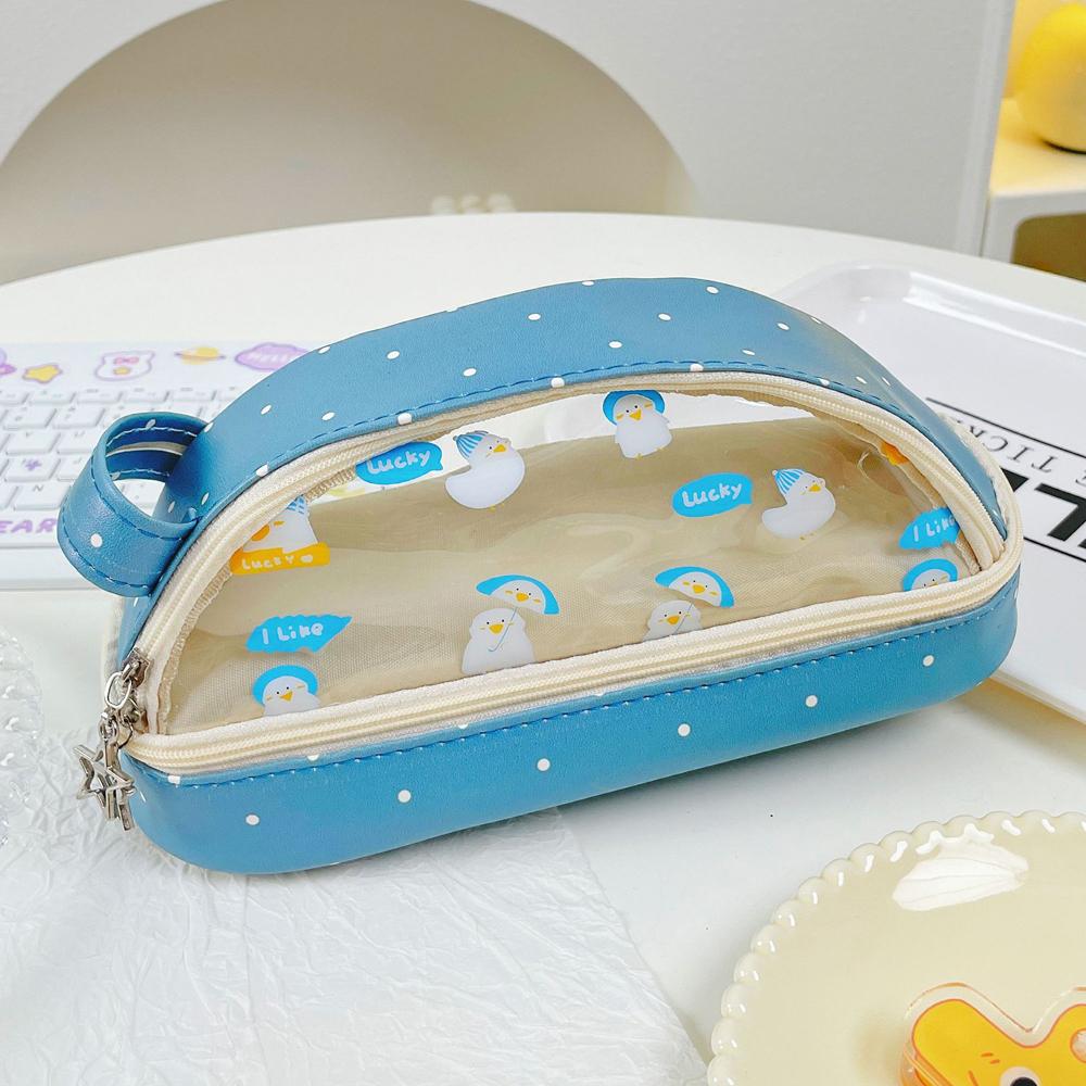 Двухслойный большой пенал для девочек и мальчиков, милый прозрачный пенал на молнии, эстетический пенал
