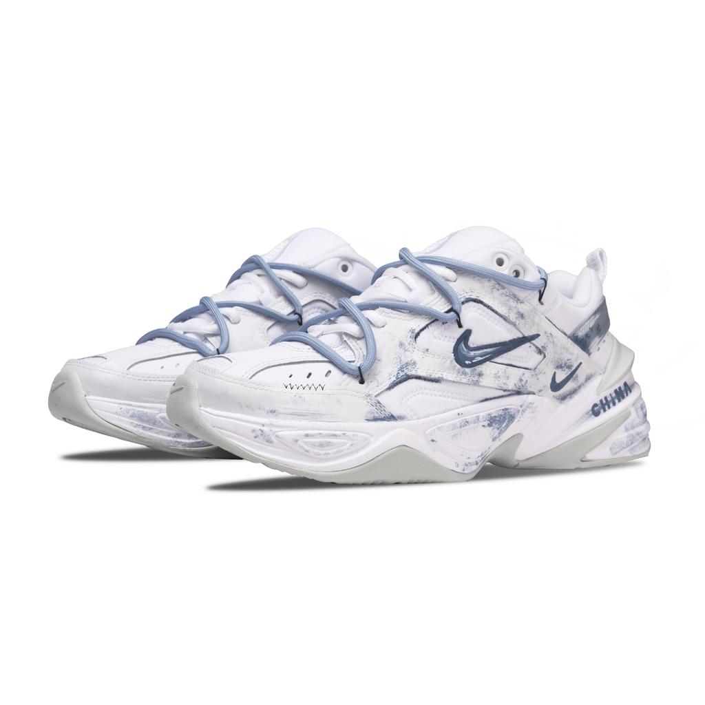 Nike M2K Tekno Blue And White Leather Cushioning Abrasion Resistant Breathable Height Increasing AV4789-101(Team28-)