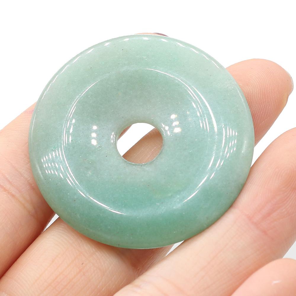 1Pc Natural Stone Big Hole Beads, Reiki Healing Crystal Quartz Loose Beads for Jewelry Making DIY Necklace Keychain Decorative Accessories 40×40mm