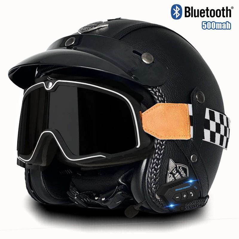 3C Certified Retro Style 3/4 Motorcycle Helmet Men Women ABS Half With Bluetooth Compatible Visor Options