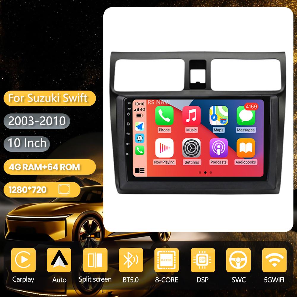 Android 16 pour Suzuki Swift 2003 - 2010 Carplay Auto Radio Multimédia Lecteur Autoradio GPS Stéréo Écran QLED Caméra 360°