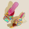 Sexy Square Toe Strange Transparent Heels Mules Slipper Summer Fashion Mixed Color Slip On Slides Women Party Sandal Shoes
