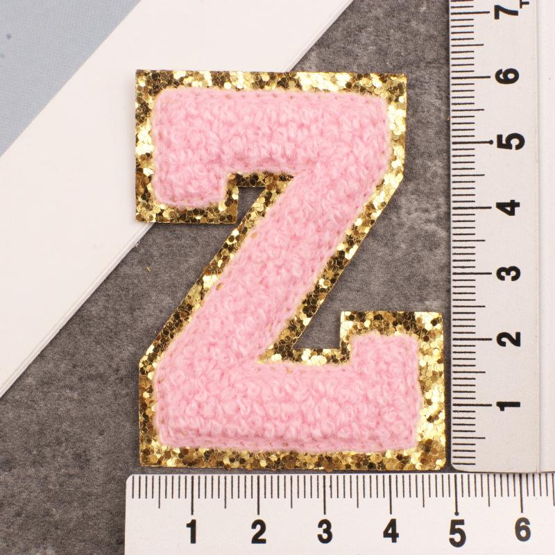 Алфавит 26 букв блестки синель для одежды сумки куртка розовый швейные принадлежности декор