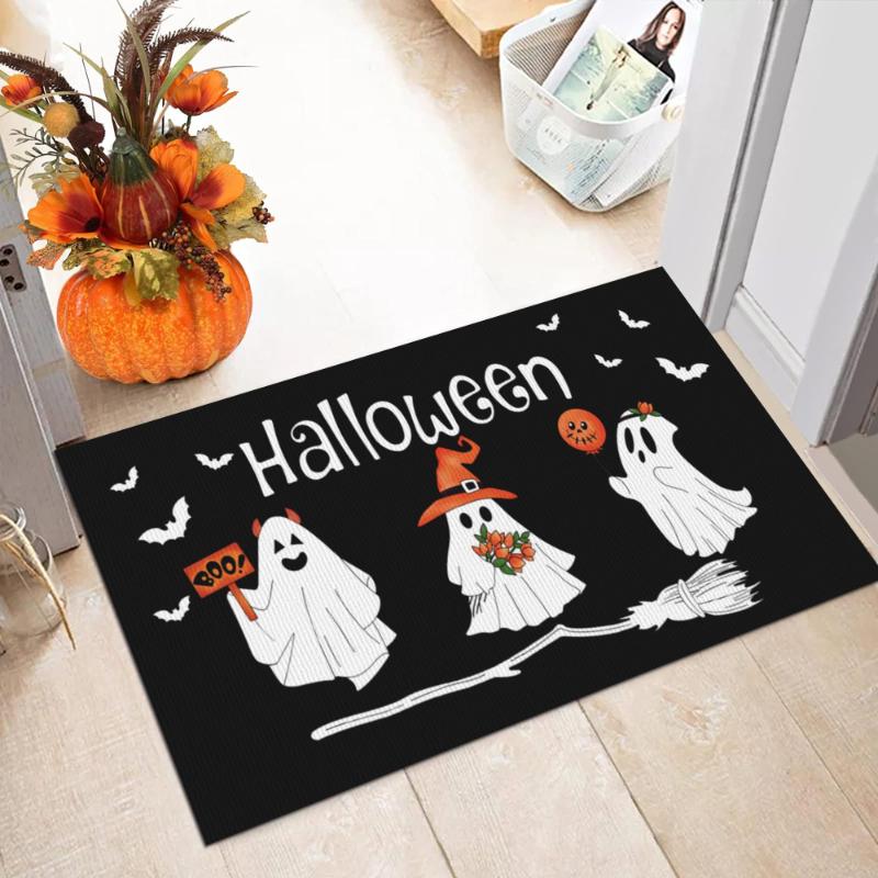 VIKAMA Halloween Doormat Cute Spooky Front Door Entrance Mat Retro Country Patio Non-Slip Carpet Indoor Outdoor Holiday Decor