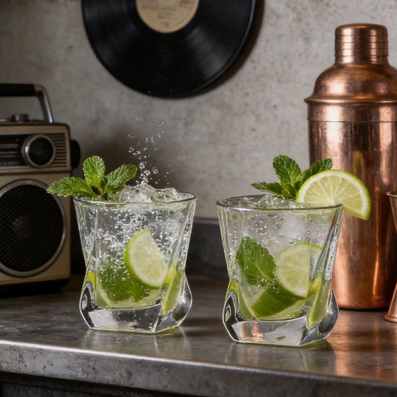 2pcs Set Whiskey Glass Alcohol Cup Set Beer Juice Water Cups Transparent Drinking Bar Glasses Party Restaurant Tumbler Glassware